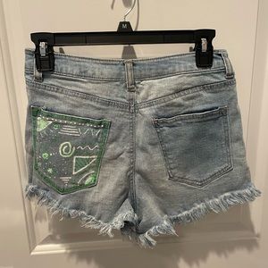 hand painted jean shorts